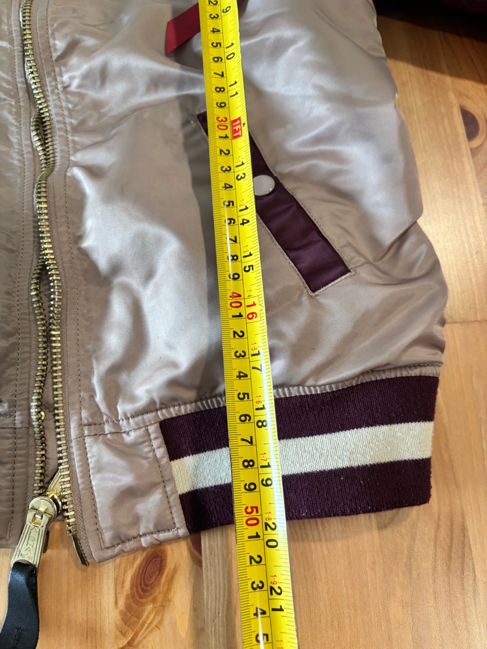 Alpha Industries Women’s Satin Bomber Jacket - Dusty Pink & Burgundy - Picture 8 of 8